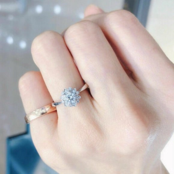 *New Halo Diamond White Sapphire Ring - Picture 2 of 5